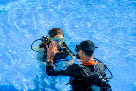 person taking a scuba diving course