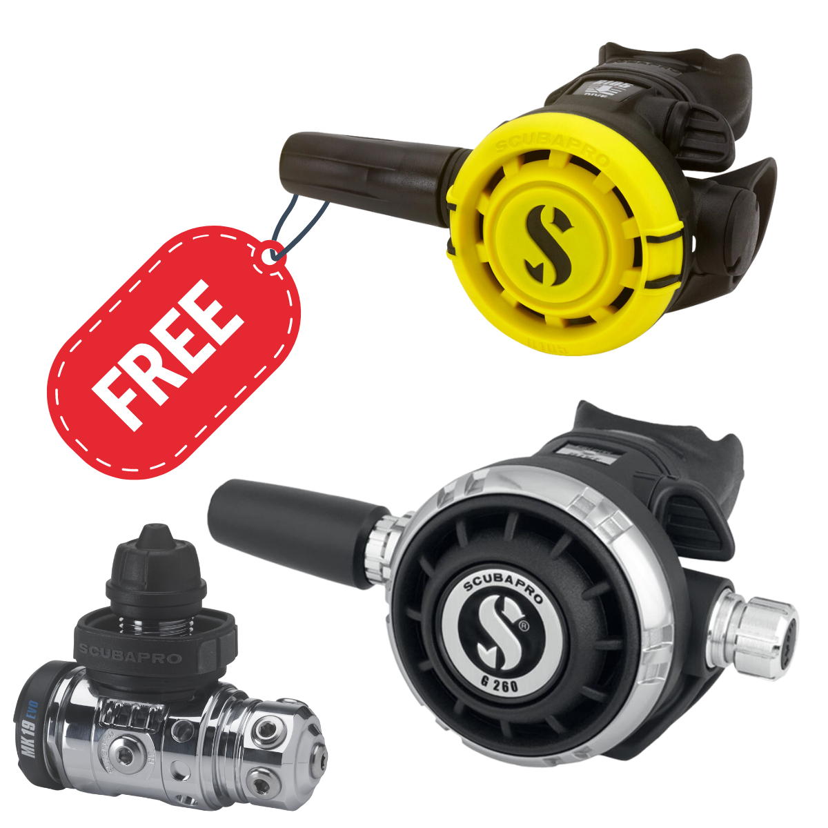 Scubapro Mk19 Evo / G260 Regulator Set With Free R105 Octopus